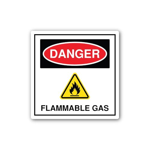 2 (Pieces) 3" and 5" Danger Flammable Gas Safety Sign Sticker, Waterproof Vinyl Decals for Many Purp