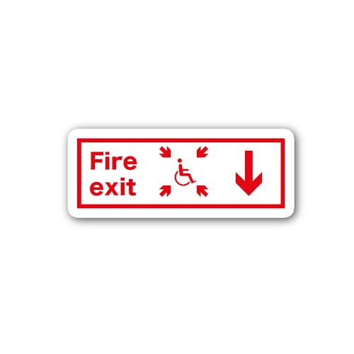 2 (Pieces) 3" and 5" Wheelchair exit Down Sign Sticker, Waterproof Vinyl Decals for Many Purpose Lik