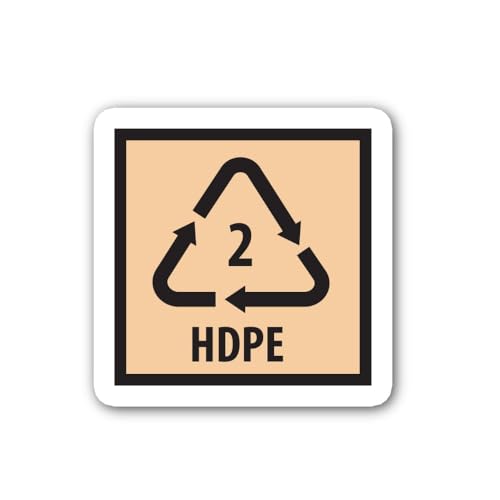 2 (Pieces) 3" and 5" HDPE Plastic Recycling Symbol Sticker, Waterproof Vinyl Decals for Many Purpose