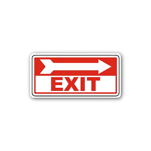 2 (Pieces) 3" and 5" Arrow and Word Exit Signage Sticker, Waterproof Vinyl Decals for Many Purpose L