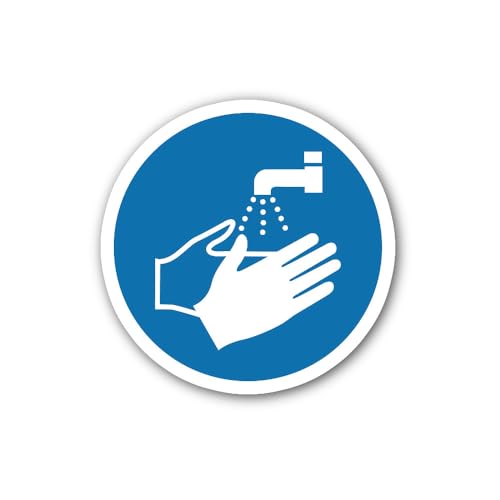 2 (Pieces) 3" and 5" Wash Your Hands Sign Sticker, Waterproof Vinyl Decals for Many Purpose Like Car
