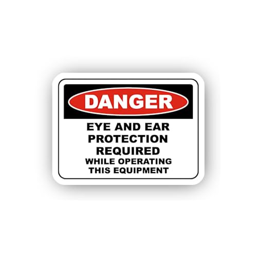 2 (Pieces) 3" and 5" Danger Eye and Ear Protection Warning Sticker, Waterproof Vinyl Decals for Many