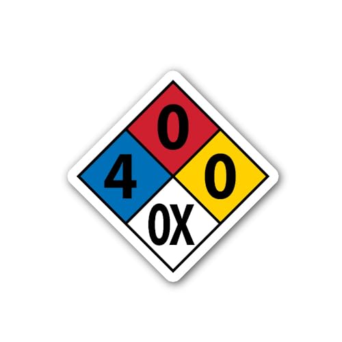 2 (Pieces) 3" and 5" NFPA 704 Diamond 4-0-0-ox Sign Sticker, Waterproof Vinyl Decals for Many Purpos