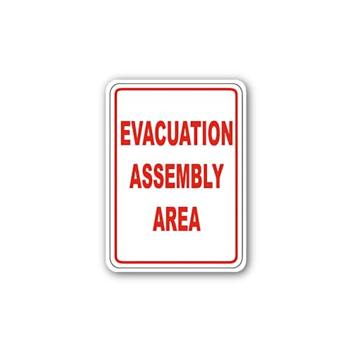 2 (Pieces) 3" and 5" Evacuation Assembly Area Sign Sticker, Waterproof Vinyl Decals for Many Purpose