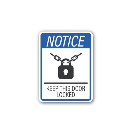 2 (Pieces) 3" and 5" Keep This Door Locked Sign Sticker, Waterproof Vinyl Decals for Many Purpose Li