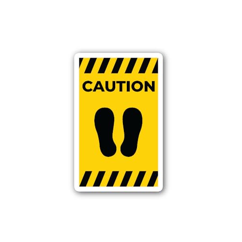 2 (Pieces) 3" and 5" Caution: Foot Position Sign Sticker, Waterproof Vinyl Decals for Many Purpose L