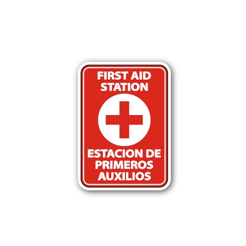 2 (Pieces) 3" and 5" First Aid Station Sign Sticker, Waterproof Vinyl Decals for Many Purpose Like C