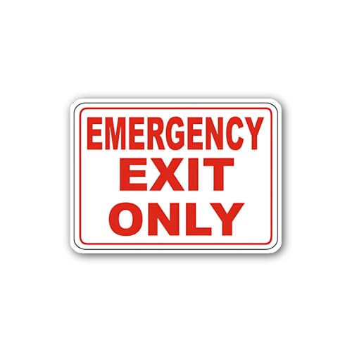 2 (Pieces) 3" and 5" Emergency EXIT ONLY Symbol Sticker, Waterproof Vinyl Decals for Many Purpose Li