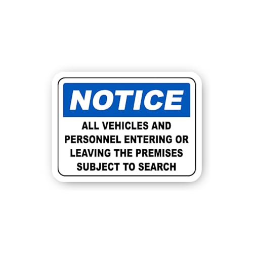 2 (Pieces) 3" and 5" Vehicles and Personnel Subject to Search Sticker, Waterproof Vinyl Decals for M