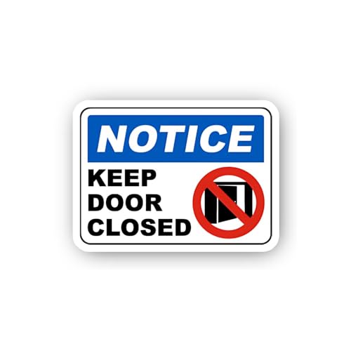 2 (Pieces) 3" and 5" Notice Keep Door Closed Prohibition Graphic Sticker, Waterproof Vinyl Decals fo