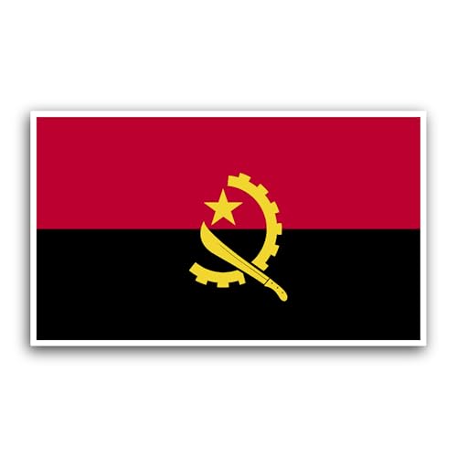 2 (Pieces) 3" and 5" Angola Flag Sticker, Waterproof Vinyl Decals for Many Purpose Like Cars, Trucks