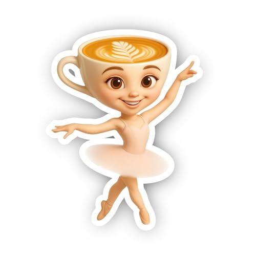2 (Pieces) 3" and 5" Cartoon Cup of cappuccin0 Sticker, Waterproof Vinyl Decals for Many Purpose Lik