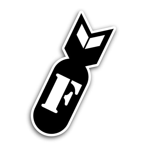 2 (Pieces) 3" and 5" F Letter On Bomb Sticker, Waterproof Vinyl Decals for Many Purpose Like Cars, T
