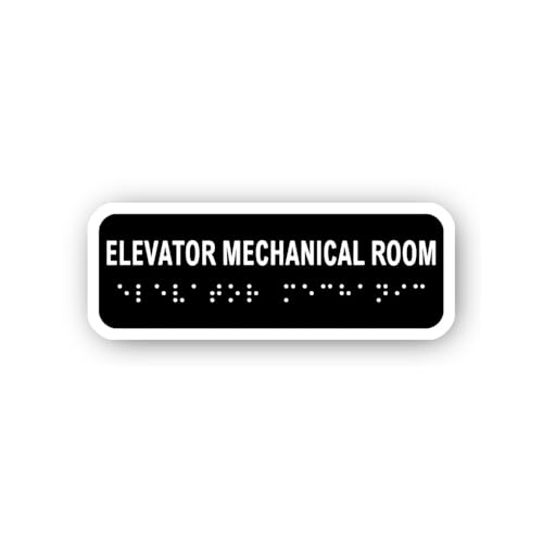 2 (Pieces) 3" and 5" Elevator Mechanical Room Sign Sticker, Waterproof Vinyl Decals for Many Purpose