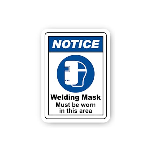2 (Pieces) 3" and 5" Notice: Welding Mask Must Be Worn Sticker, Waterproof Vinyl Decals for Many Pur