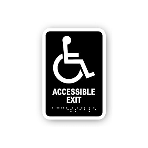 2 (Pieces) 3" and 5" Accessible Exit with Icon Sticker, Waterproof Vinyl Decals for Many Purpose Lik