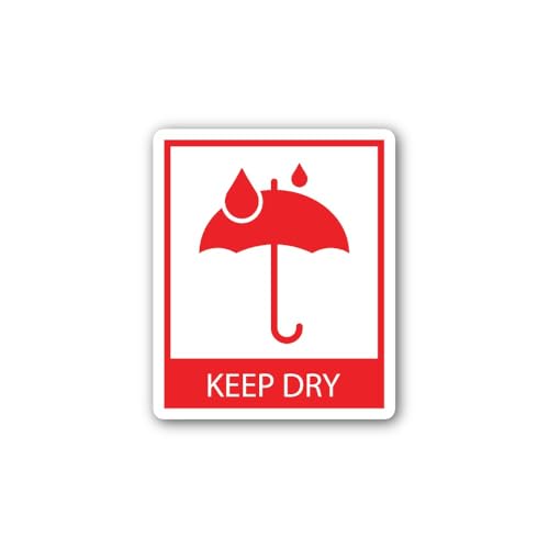 2 (Pieces) 3" and 5" Keep Dry Red Sign Sticker, Waterproof Vinyl Decals for Many Purpose Like Cars, 