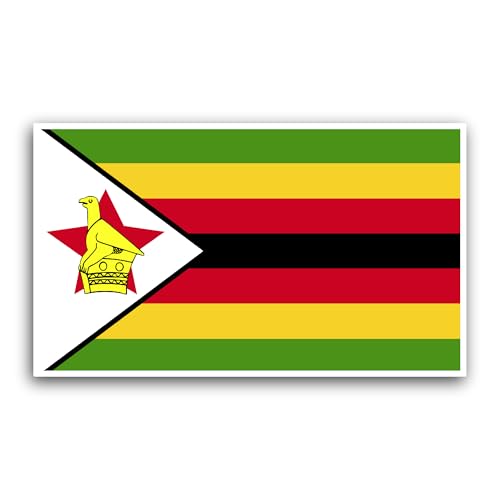 2 (Pieces) 3" and 5" Zimbabwe Flag Sticker, Waterproof Vinyl Decals for Many Purpose Like Cars, Truc
