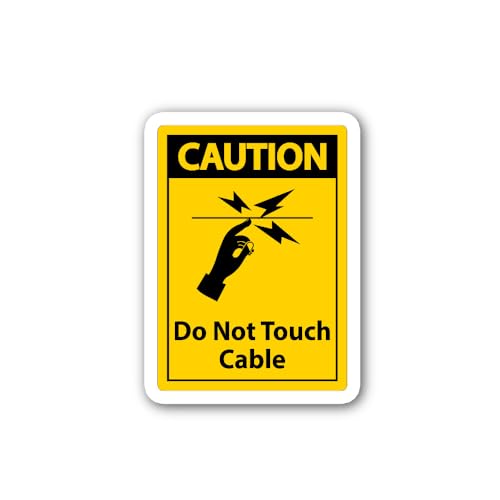 2 (Pieces) 3" and 5" Caution Do Not Touch Cable Sign Sticker, Waterproof Vinyl Decals for Many Purpo