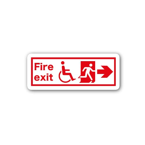 2 (Pieces) 3" and 5" Fire exit Sign Right Sticker, Waterproof Vinyl Decals for Many Purpose Like Car