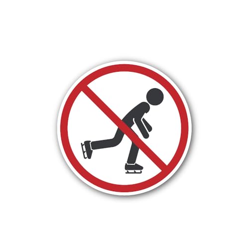 2 (Pieces) 3" and 5" Roller skates prohibited sign Sticker, Waterproof Vinyl Decals for Many Purpose