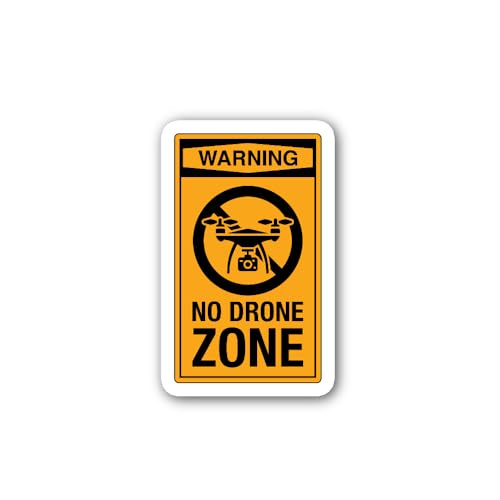 2 (Pieces) 3" and 5" Warning NO Drone Zone Sticker, Waterproof Vinyl Decals for Many Purpose Like Ca