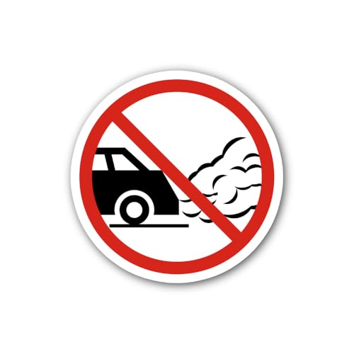 2 (Pieces) 3" and 5" No idling Turn Off Engine Prohibition Sign Sticker, Waterproof Vinyl Decals for