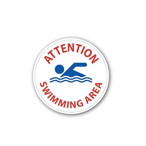 2 (Pieces) 3" and 5" Swimming Area Sticker, Waterproof Vinyl Decals for Many Purpose Like Cars, Truc