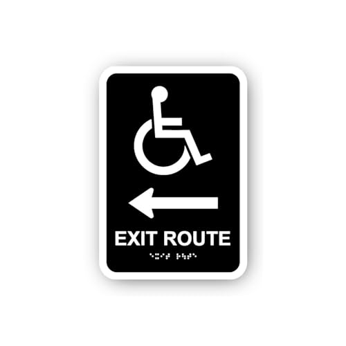 2 (Pieces) 3" and 5" Accessible Exit Route with Arrow Sticker, Waterproof Vinyl Decals for Many Purp
