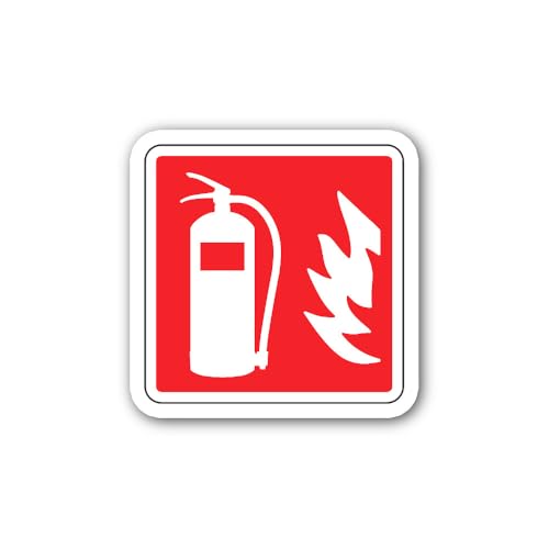 2 (Pieces) 3" and 5" Fire Extinguisher icon Sticker, Waterproof Vinyl Decals for Many Purpose Like C