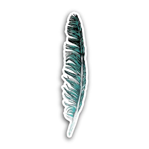 2 (Pieces) 3" and 5" Blue Feather Sticker, Waterproof Vinyl Decals for Many Purpose Like Cars, Truck