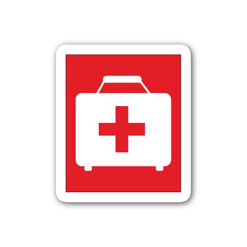 2 (Pieces) 3" and 5" First Aid Sign Sticker, Waterproof Vinyl Decals for Many Purpose Like Cars, Tru
