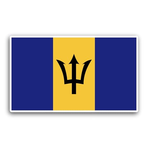 2 (Pieces) 3" and 5" Barbados Flag Sticker, Waterproof Vinyl Decals for Many Purpose Like Cars, Truc