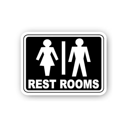 2 (Pieces) 3" and 5" Gender-Neutral Restrooms Sticker, Waterproof Vinyl Decals for Many Purpose Like
