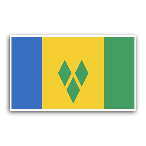 2 (Pieces) 3" and 5" Saint Vincent and The Grenadines Flag Sticker, Waterproof Vinyl Decals for Many