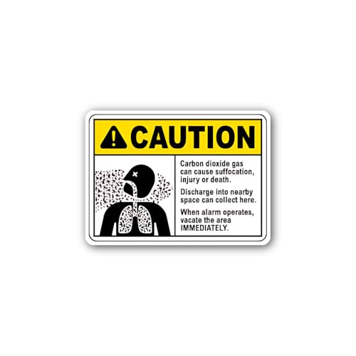 2 (Pieces) 3" and 5" Carbon Dioxide Gas Can Cause Suffocation Injury Sign Sticker, Waterproof Vinyl 