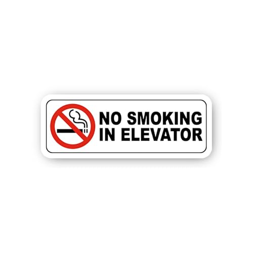 2 (Pieces) 3" and 5" No Smoking in Elevator Sticker, Waterproof Vinyl Decals for Many Purpose Like C