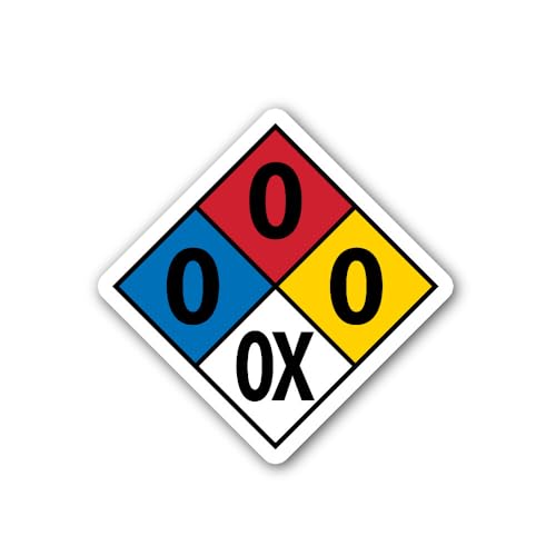 2 (Pieces) 3" and 5" NFPA Diamond 0-0-0-OX Sign Sticker, Waterproof Vinyl Decals for Many Purpose Li