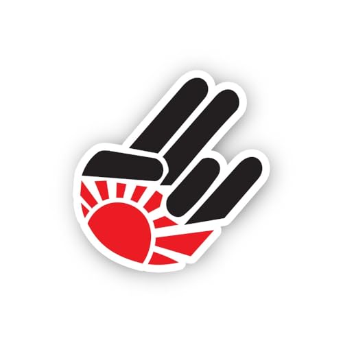 2 (Pieces) 3" and 5" JDM Rising Sun Hand Sign Sticker, Waterproof Vinyl Decals for Many Purpose Like