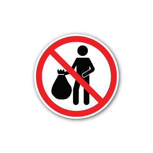 2 (Pieces) 3" and 5" No Dumping Sign Sticker, Waterproof Vinyl Decals for Many Purpose Like Cars, Tr