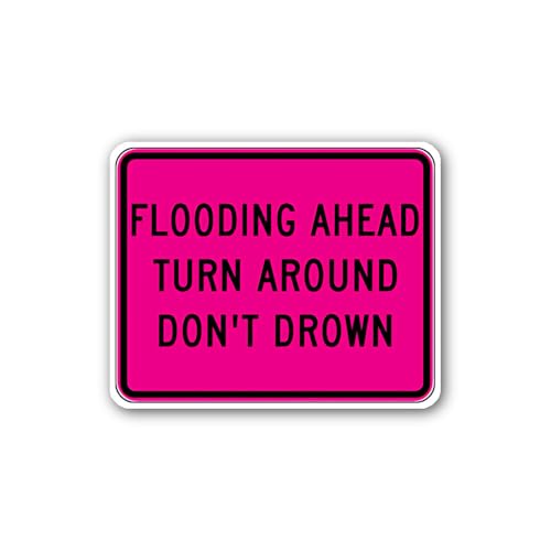 2 (Pieces) 3" and 5" Flooded Turn Around Don't Drown Sign Sticker, Waterproof Vinyl Decals for Many 