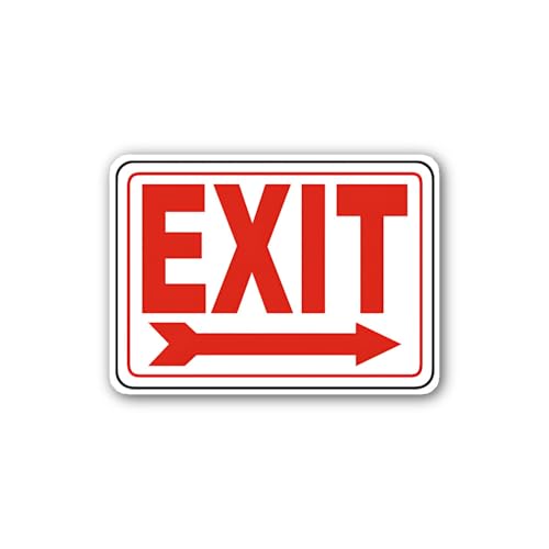 2 (Pieces) 3" and 5" EXIT Sign with Right Arr0w Sticker, Waterproof Vinyl Decals for Many Purpose Li