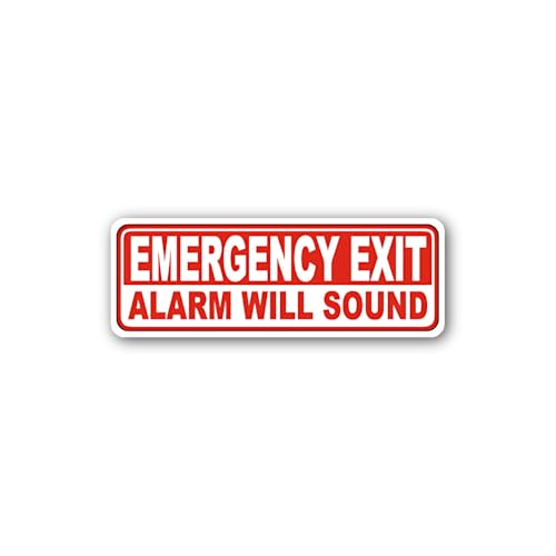 2 (Pieces) 3" and 5" Emergency Exit Only Alarm Will Sound Sign Sticker, Waterproof Vinyl Decals for 