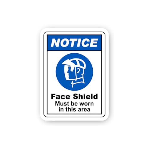 2 (Pieces) 3" and 5" Notice: Face Shield Must Be Worn Sticker, Waterproof Vinyl Decals for Many Purp