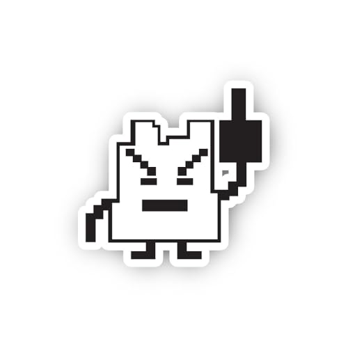 2 (Pieces) 3" and 5" Pixelated Character Flipping Off Sticker, Waterproof Vinyl Decals for Many Purp