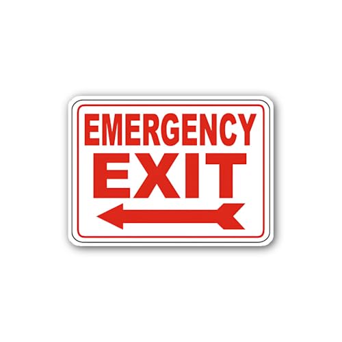 2 (Pieces) 3" and 5" Emergency EXIT Arrow Left Side Sticker, Waterproof Vinyl Decals for Many Purpos