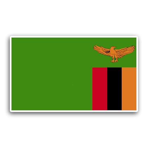 2 (Pieces) 3" and 5" Zambia Flag Sticker, Waterproof Vinyl Decals for Many Purpose Like Cars, Trucks