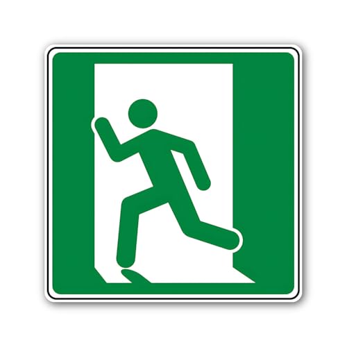 2 (Pieces) 3" and 5" Emergency exit Sign Left Sticker, Waterproof Vinyl Decals for Many Purpose Like