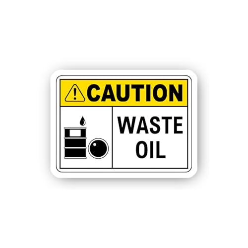 2 (Pieces) 3" and 5" Waste Oil Storage Caution Sign Sticker, Waterproof Vinyl Decals for Many Purpos