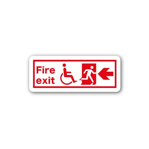 2 (Pieces) 3" and 5" Fire exit Sign Left Sticker, Waterproof Vinyl Decals for Many Purpose Like Cars